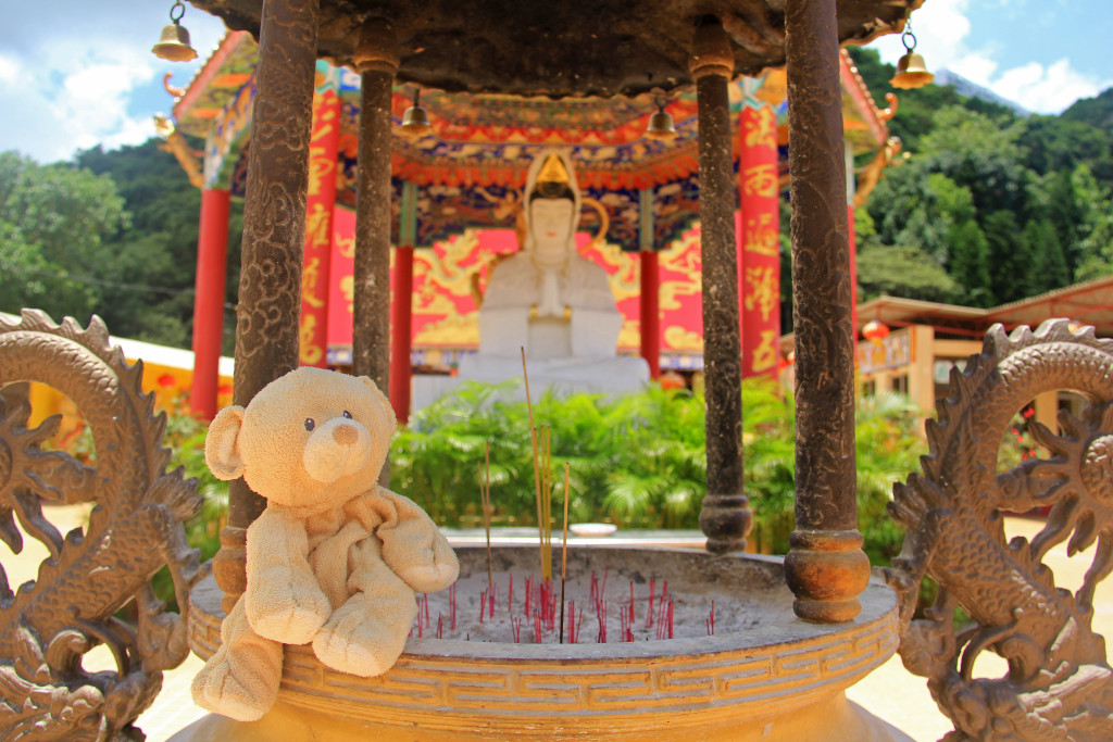 A colorful shrine dedicated to Guan Yin.