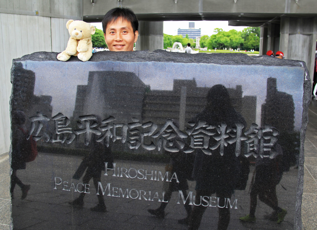 Woody at the Hiroshima Peace Memorial Museum, featuring my uncle.