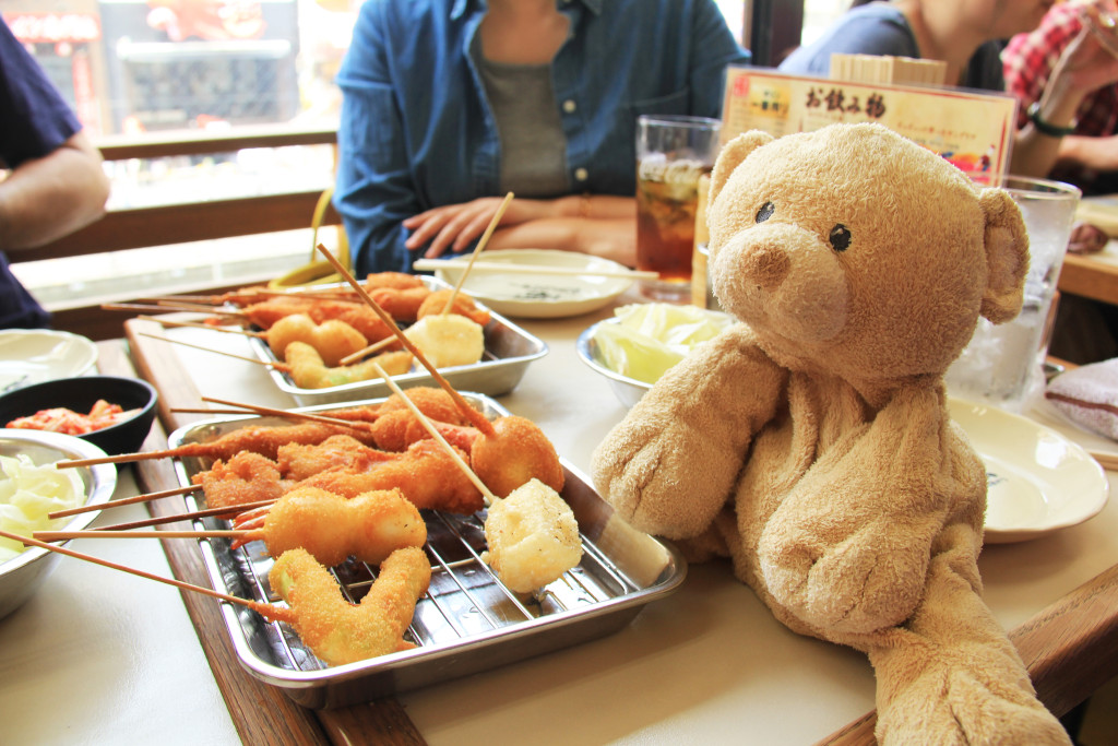 Woody enjoying warm kushikatsu!