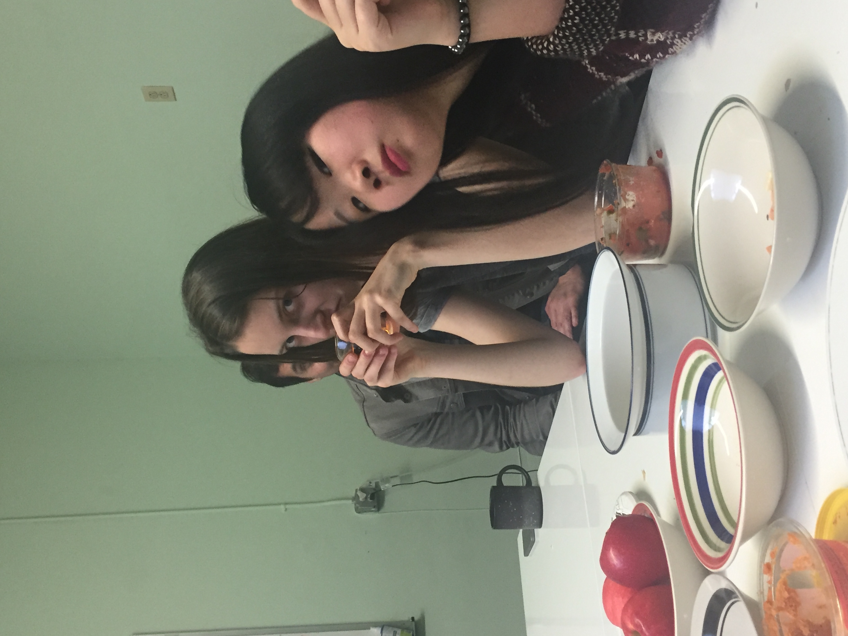 Elise Mills (drinker), Jennifer Zhang & Jon Bernson (photo bombers), tea time #1.