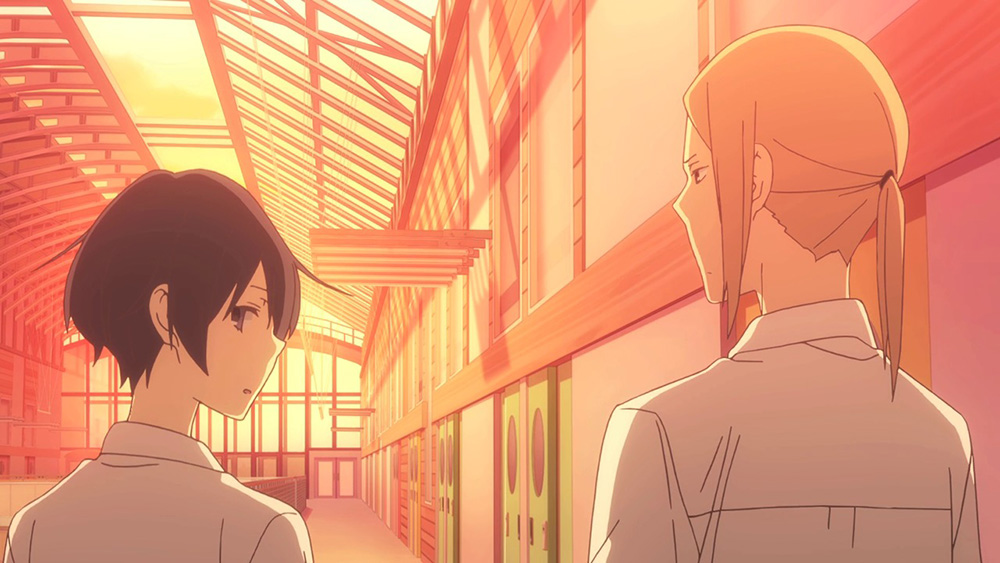 Caption: Tanaka ready to leave the school with his best friend Oota.