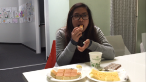Here the Angelika Micole Arada eats a cheesecake slice that changes her life. 